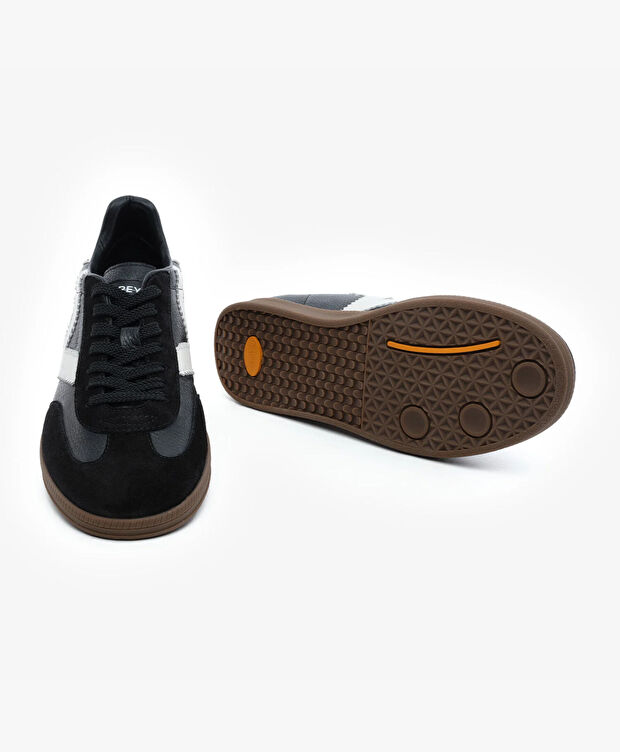 Erkek Siyah Hakiki Deri Sneaker Ayakkabı - 6