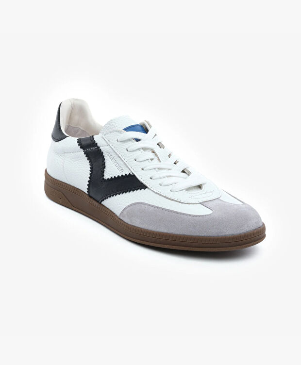 Erkek Beyaz Siyah Hakiki Deri Sneaker Ayakkabı - 2