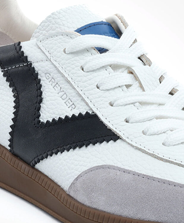 Erkek Beyaz Siyah Hakiki Deri Sneaker Ayakkabı - 5