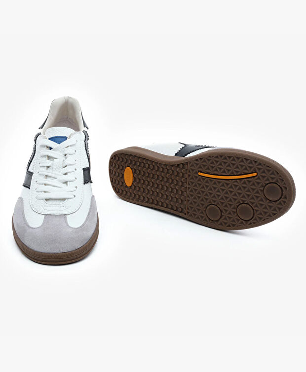 Erkek Beyaz Siyah Hakiki Deri Sneaker Ayakkabı - 6