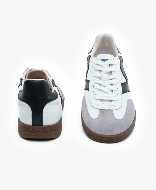 Erkek Beyaz Siyah Hakiki Deri Sneaker Ayakkabı - 7