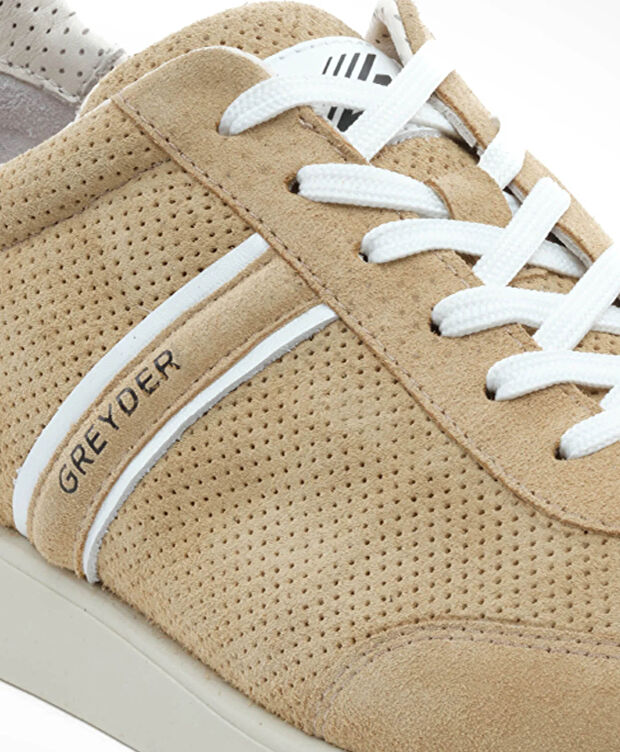 Erkek Bej Hakiki Deri Sneaker Ayakkabı - 5