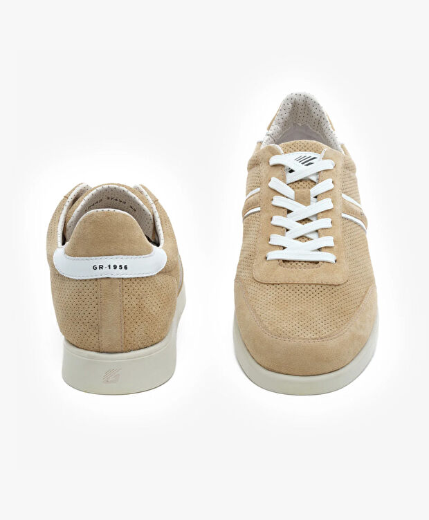 Erkek Bej Hakiki Deri Sneaker Ayakkabı - 7