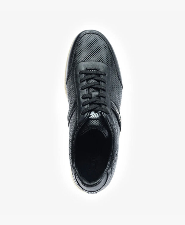 Erkek Siyah Hakiki Deri Sneaker Ayakkabı - 4