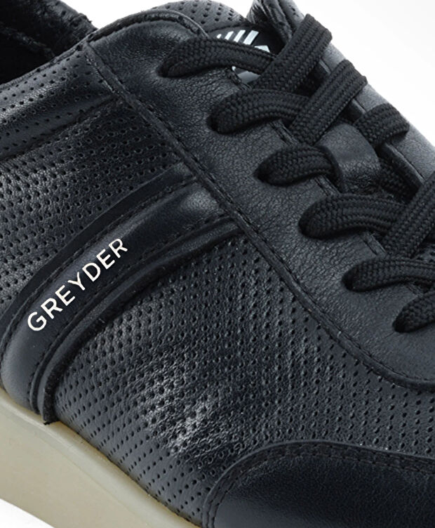 Erkek Siyah Hakiki Deri Sneaker Ayakkabı - 5