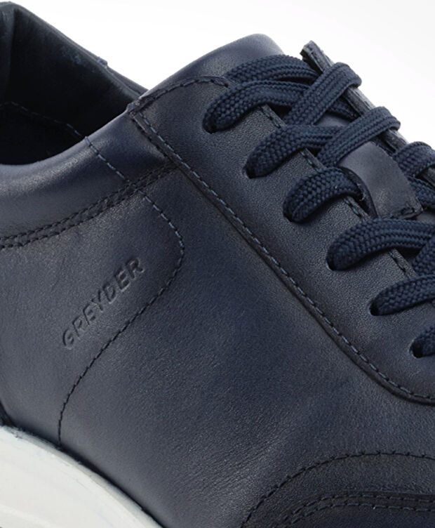 Erkek Lacivert Hakiki Deri Comfort Ayakkabı - 5