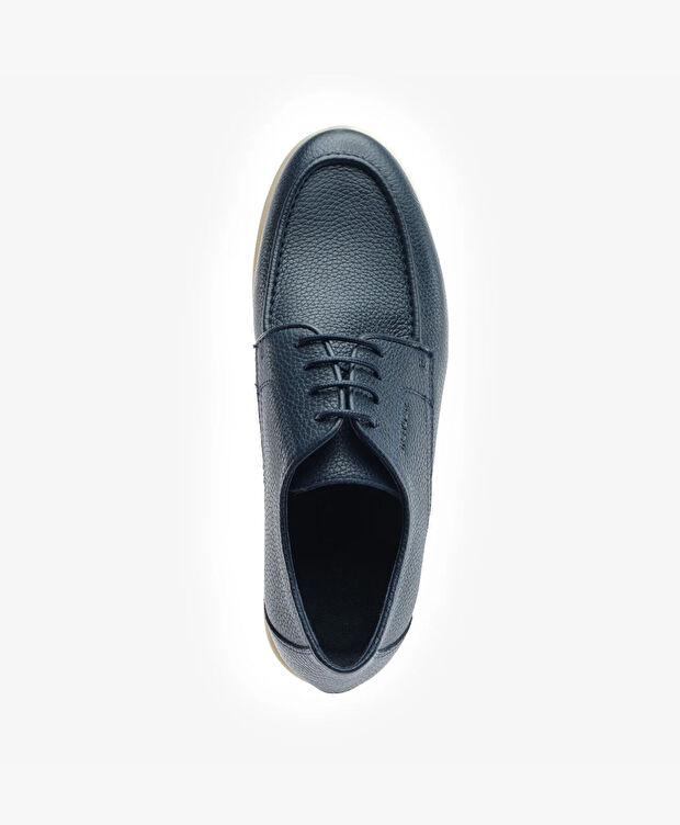 Erkek Gece Mavisi Hakiki Deri Oxford Ayakkabı - 4