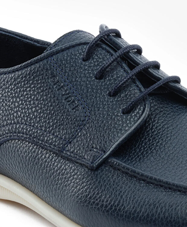 Erkek Gece Mavisi Hakiki Deri Oxford Ayakkabı - 5