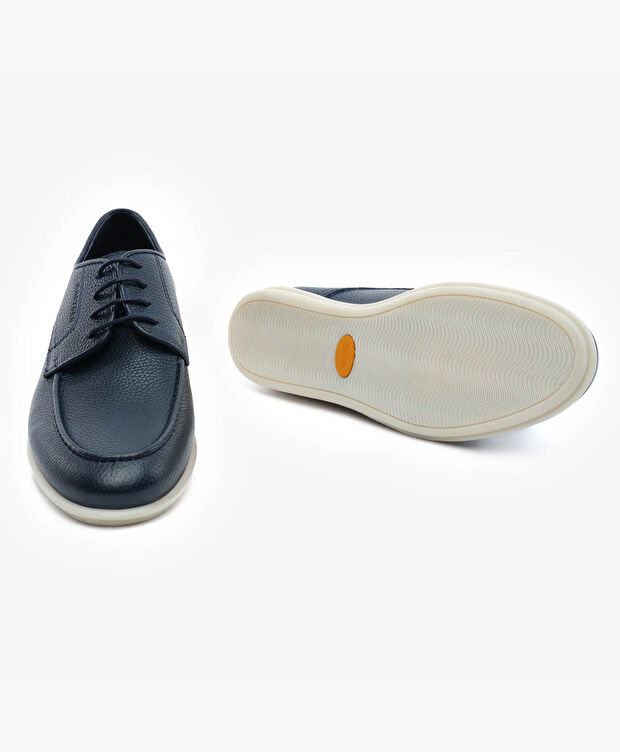 Erkek Gece Mavisi Hakiki Deri Oxford Ayakkabı - 6