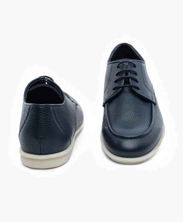 Erkek Gece Mavisi Hakiki Deri Oxford Ayakkabı - 7