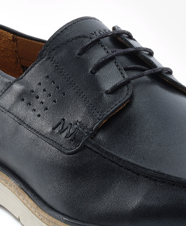 Erkek Siyah Hakiki Deri Oxford Ayakkabı - 5