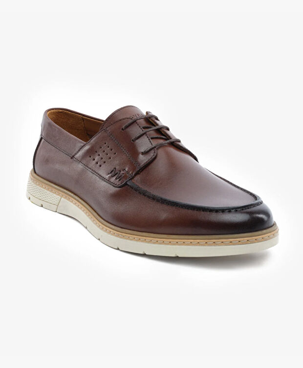 Erkek Kahverengi Hakiki Deri Oxford Ayakkabı - 2
