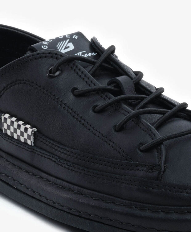 Kadın Siyah Hakiki Deri Sneaker Ayakkabı - 5