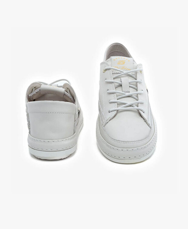 Kadın Kirli Beyaz Hakiki Deri Sneaker Ayakkabı - 7