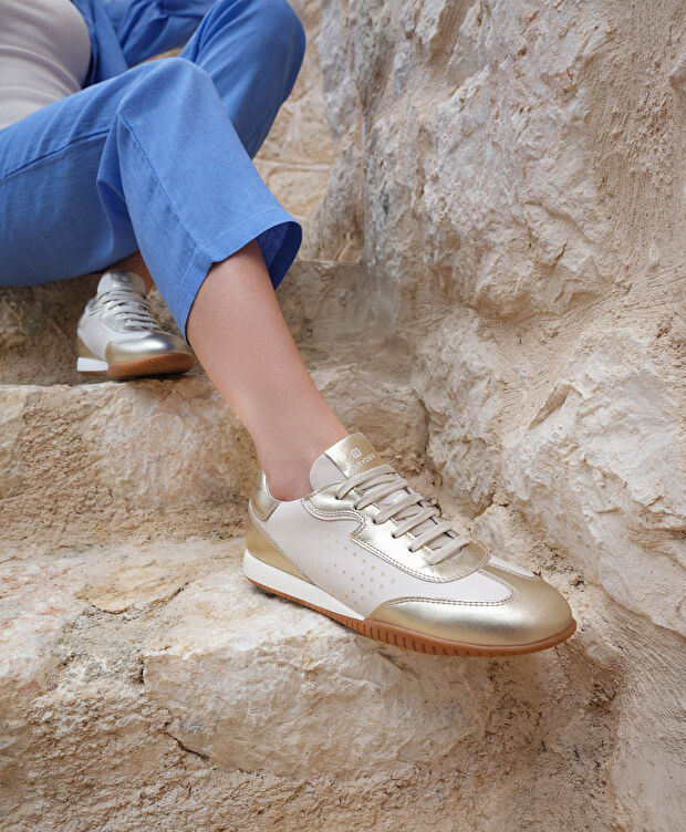 Kadın Altın Hakiki Deri Spor Ayakkabı - 8