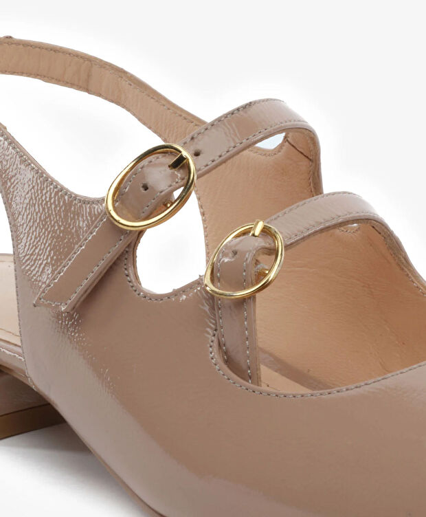 Kadın Açık Vizon Kırışık Rugan Hakiki Deri Babet - 5