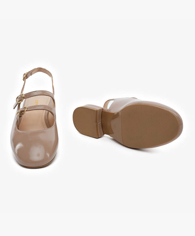 Kadın Açık Vizon Kırışık Rugan Hakiki Deri Babet - 6