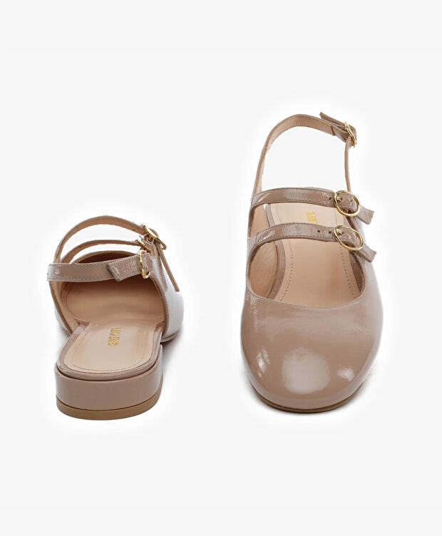 Kadın Açık Vizon Kırışık Rugan Hakiki Deri Babet - 7