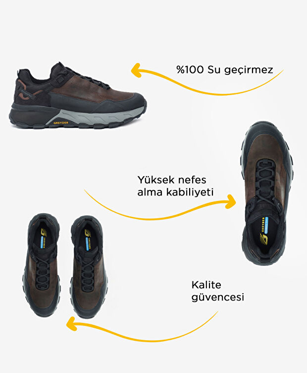 Erkek Kahverengi Hakiki Deri Su Geçirmez Outdoor Ayakkabı - 2