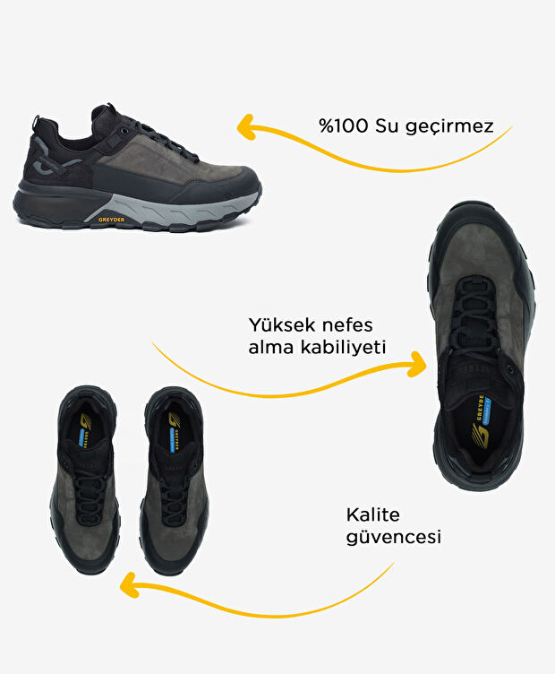 Erkek Koyu Gri Hakiki Deri Su Geçirmez Outdoor Ayakkabı - 2