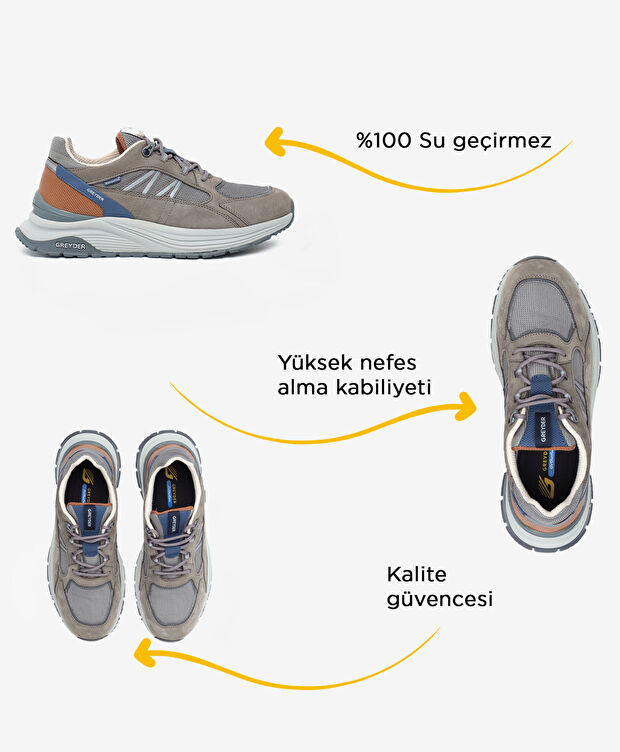 Erkek Koyu Gri Hakiki Deri Su Geçirmez Outdoor Ayakkabı - 2