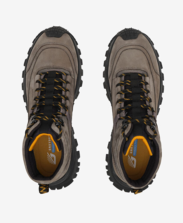 Erkek Koyu Gri Hakiki Deri Su Geçirmez Outdoor Bot - 6