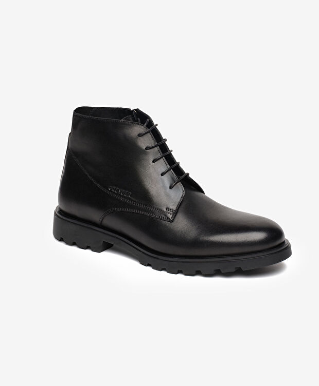 Erkek Siyah Hakiki Deri Klasik Bot - 2