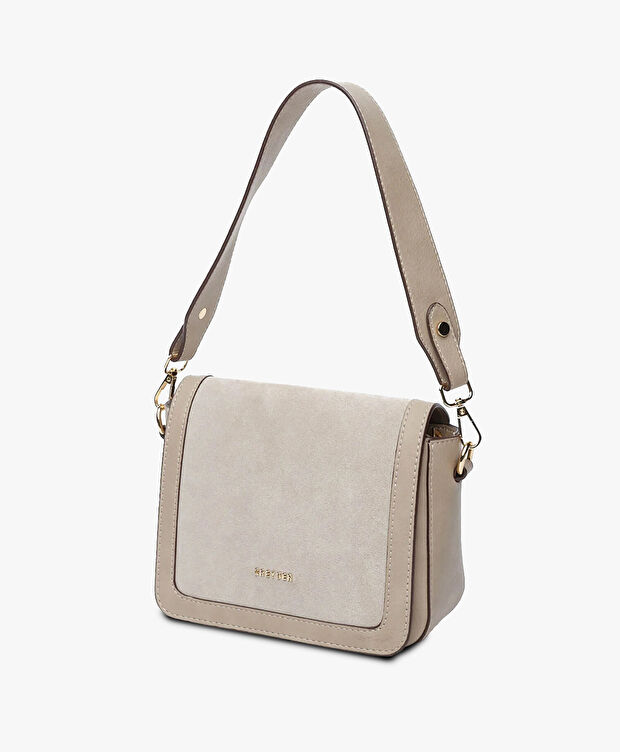 Kadın Ekru Hakiki Deri Çapraz Çanta - 5