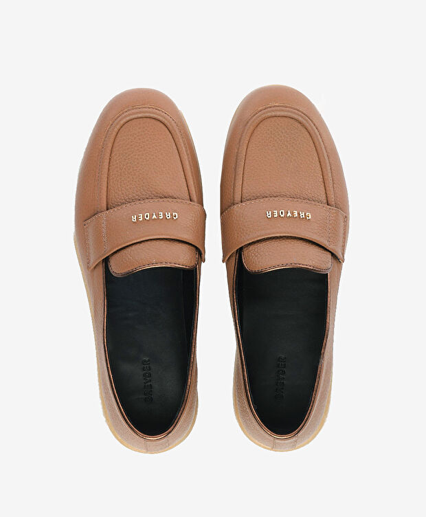 Kadın Taba Hakiki Deri Loafer Ayakkabı - 5
