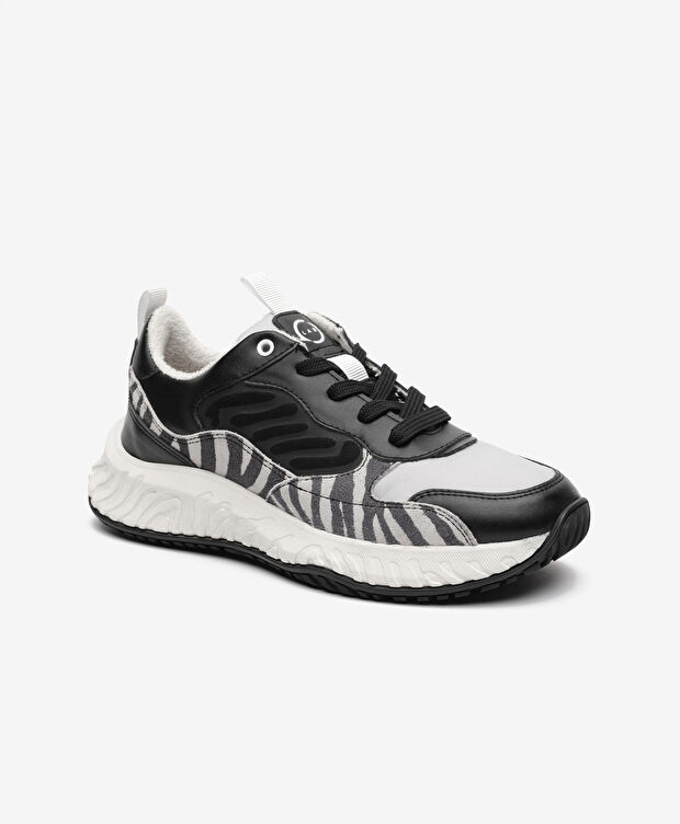 Greyder LAB Kadın Siyah Beyaz Hakiki Deri Spor Ayakkabı - 2