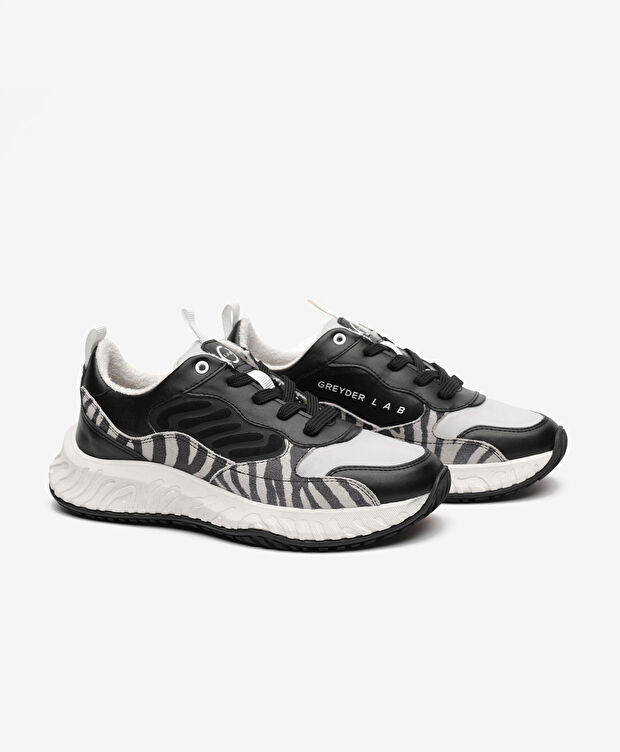 Greyder LAB Kadın Siyah Beyaz Hakiki Deri Spor Ayakkabı - 3