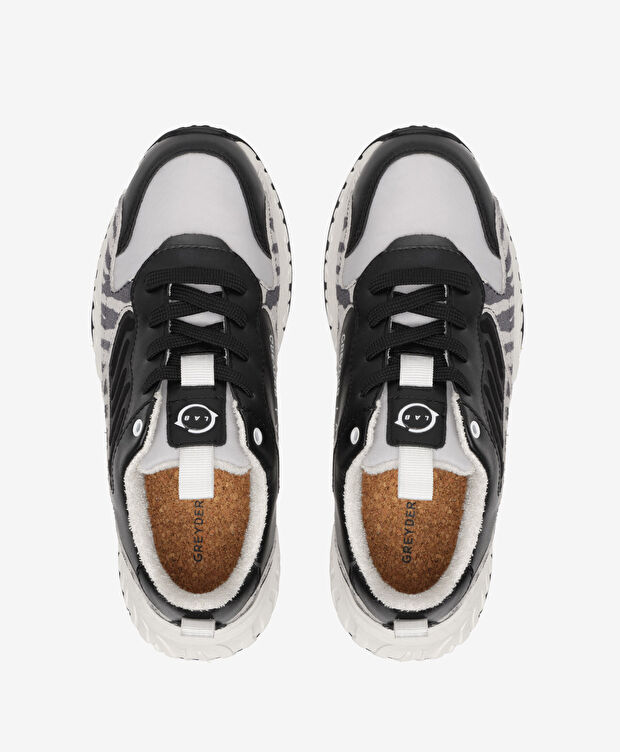 Greyder LAB Kadın Siyah Beyaz Hakiki Deri Spor Ayakkabı - 5