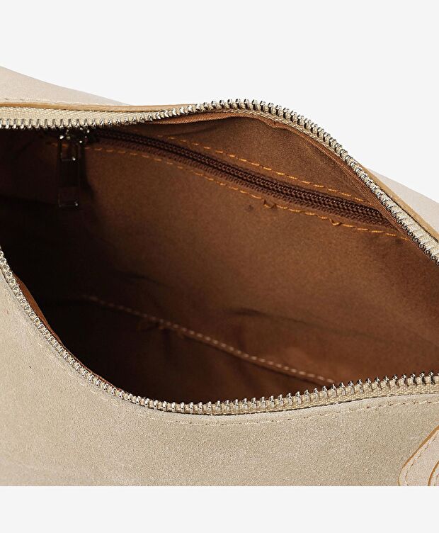 Kadın Bej Hakiki Deri Omuz Çantası - 5