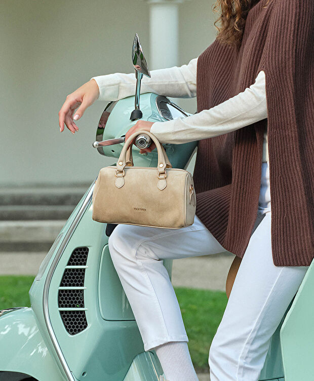 Kadın Bej Hakiki Deri Çapraz Çanta - 7