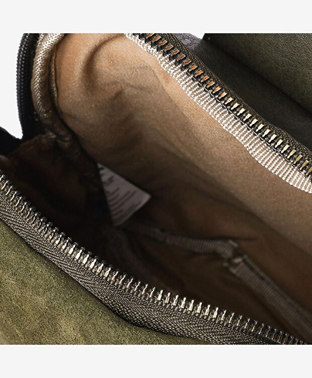 Kadın Haki Hakiki Deri Çapraz Çanta - 5