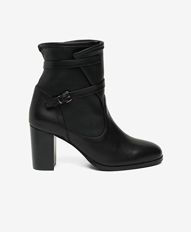 Kadın Siyah Hakiki Deri Topuklu Bot - 1