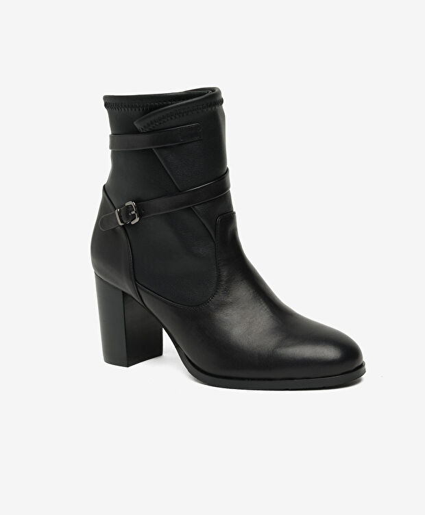 Kadın Siyah Hakiki Deri Topuklu Bot - 2