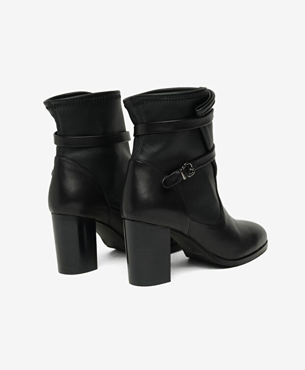 Kadın Siyah Hakiki Deri Topuklu Bot - 4