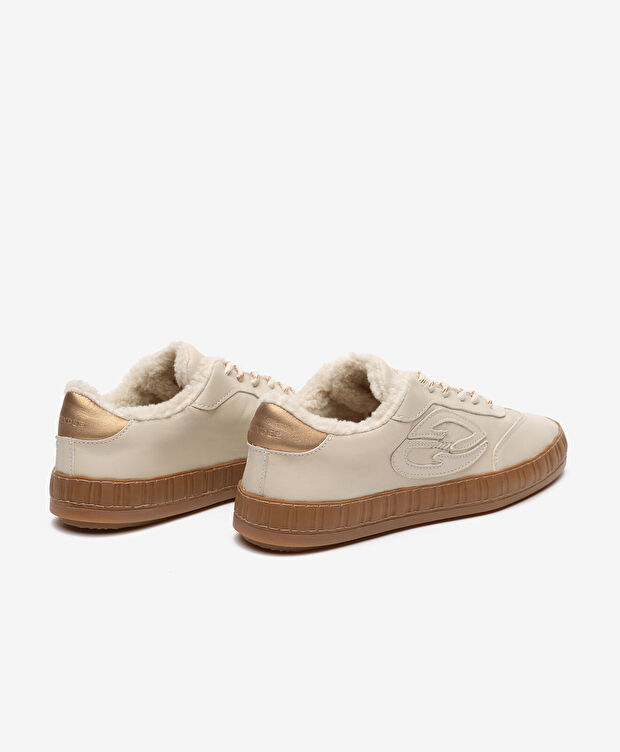 Kadın Bej Hakiki Deri Sneaker Ayakkabı - 4