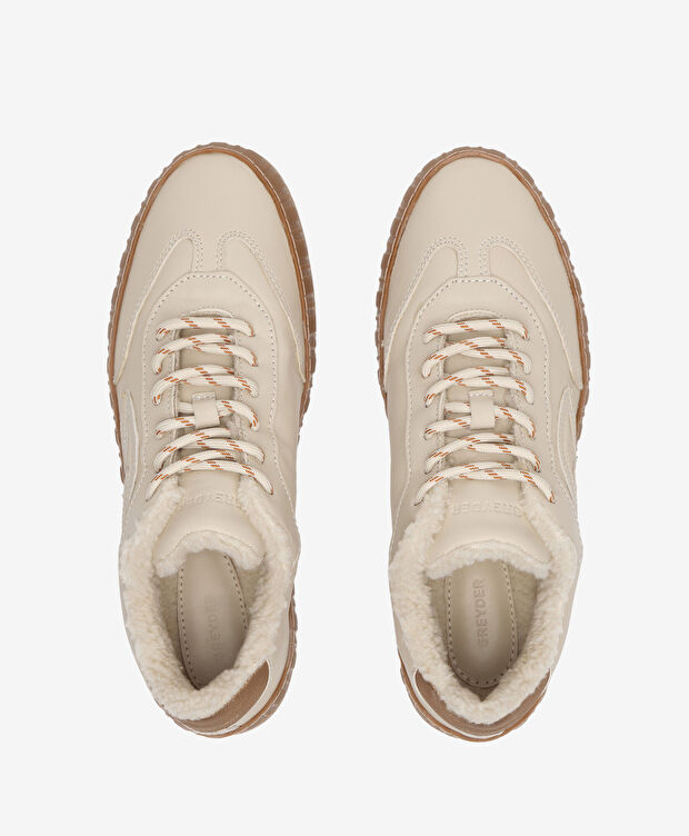 Kadın Bej Hakiki Deri Sneaker Ayakkabı - 5