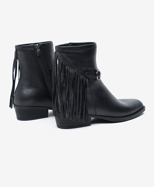 Kadın Siyah Hakiki Deri Topuklu Bot - 4