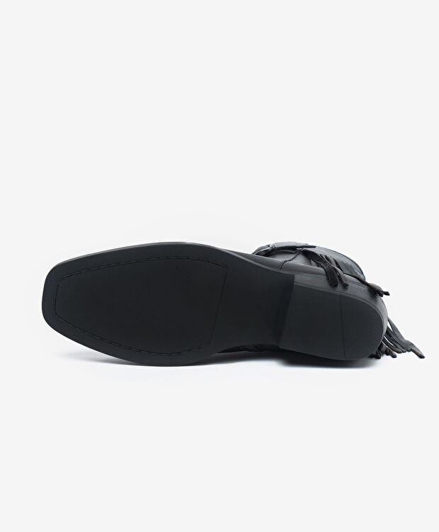 Kadın Siyah Hakiki Deri Topuklu Bot - 5