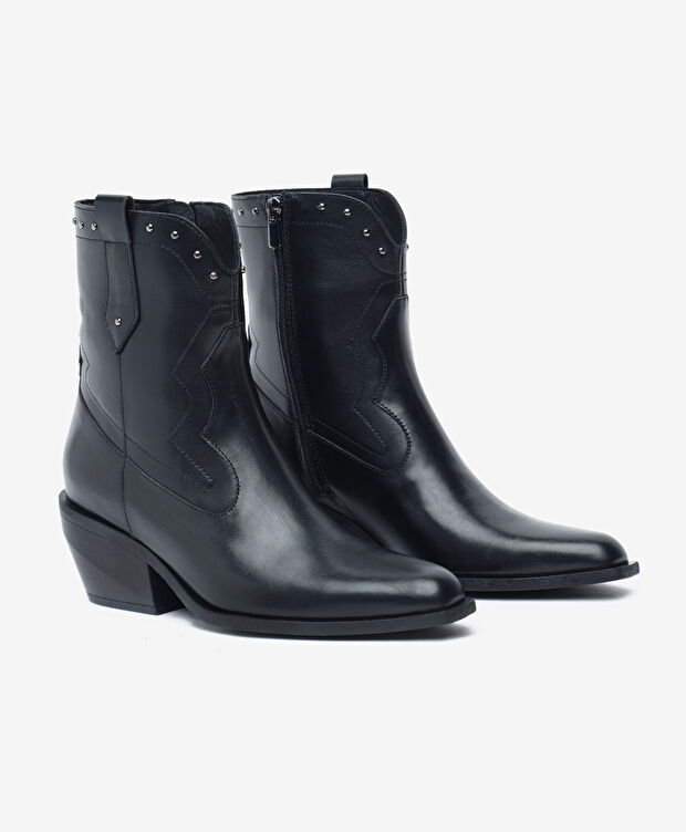 Kadın Siyah Hakiki Deri Topuklu Bot - 3