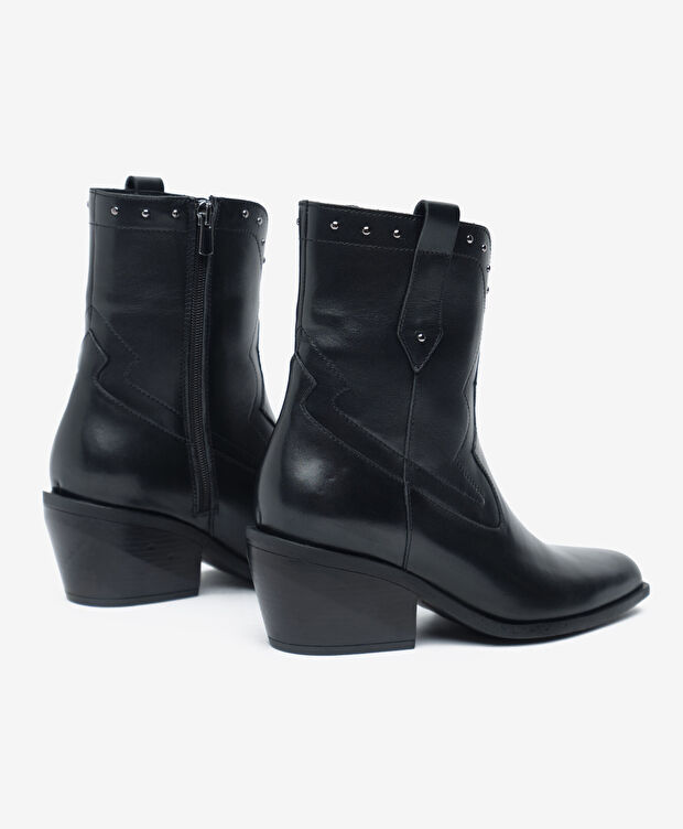 Kadın Siyah Hakiki Deri Topuklu Bot - 4