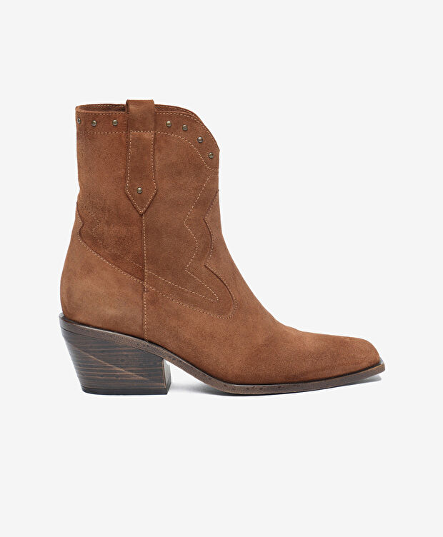 Kadın Taba Süet Hakiki Deri Topuklu Bot - 1