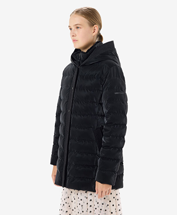 Kadın Siyah Suya Dayanıklı Kaz Tüyü Mont - 3