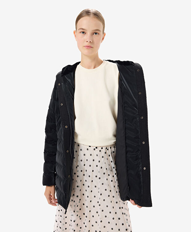 Kadın Siyah Suya Dayanıklı Kaz Tüyü Mont - 5