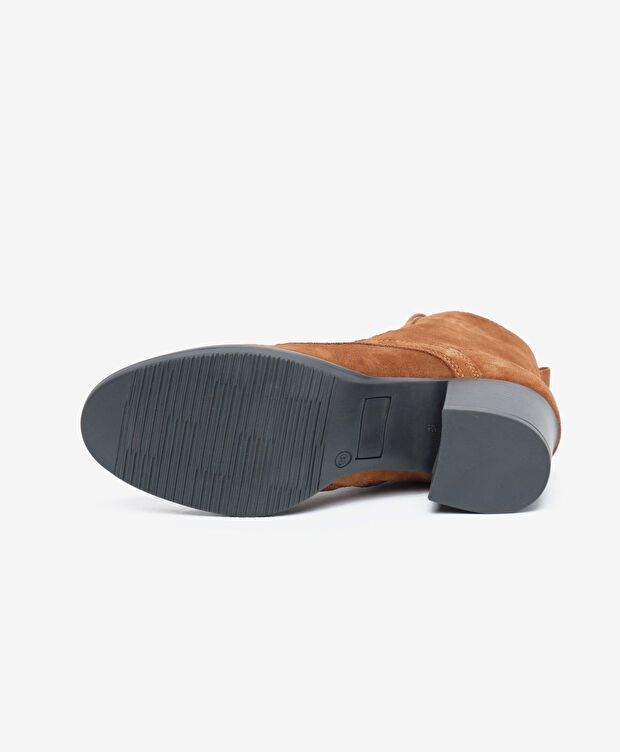 Kadın Taba Hakiki Deri Topuklu Bot - 5