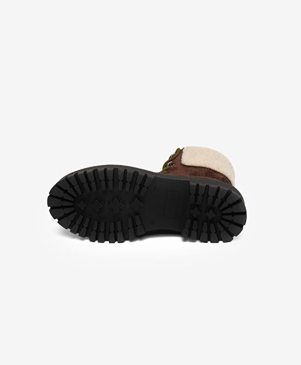 Kadın Kahverengi Hakiki Deri Military Bot - 5