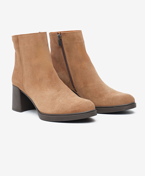 Kadın Taba Süet Hakiki Deri Topuklu Bot - 3